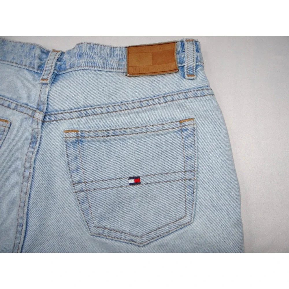 Vintage Y2K Tommy Hilfiger‎ Light Wash Denim High Waisted Shorts Womens Size 8